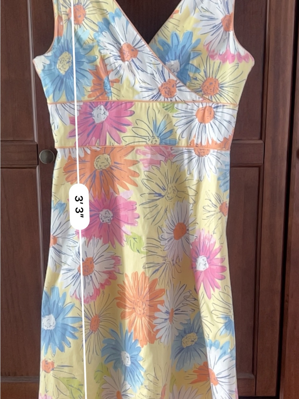 Floral Daisy Wrap Dress Size 8 Sleeveless V-Neck Cotton Stretch Amanda Smith - Picture 4 of 6